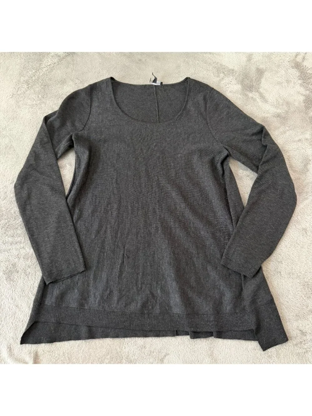Eileen Fisher Gray Long Sleeve Merino Wool Alpaca Sweater Womens XS